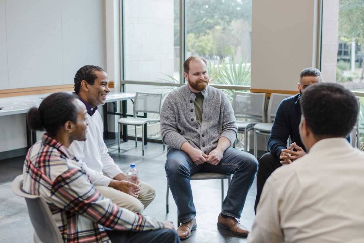 men's support group meets during drug rehab in Alpharetta, Georgia