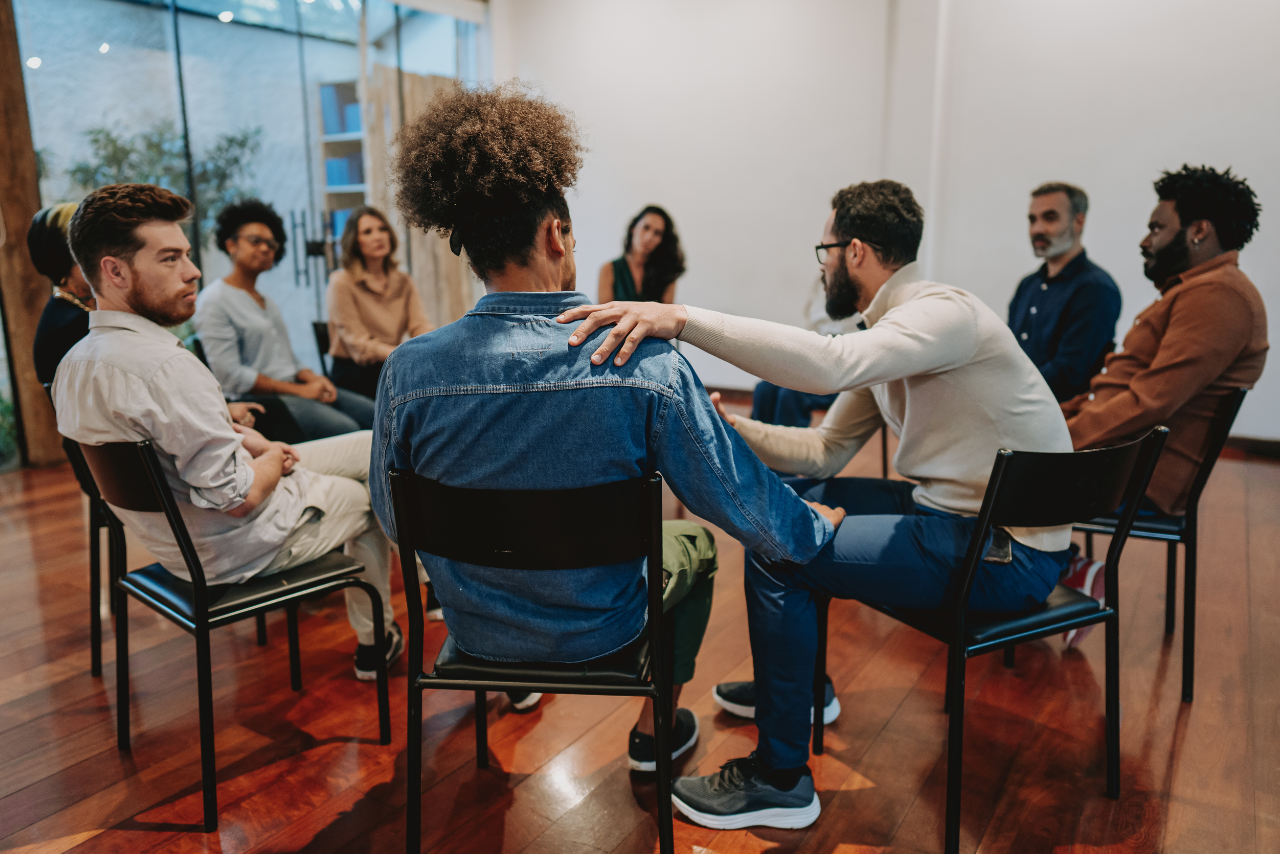 group of men in treatment asking are poppers addictive