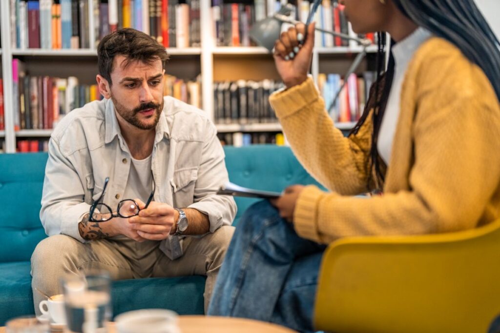 man in mental health therapy